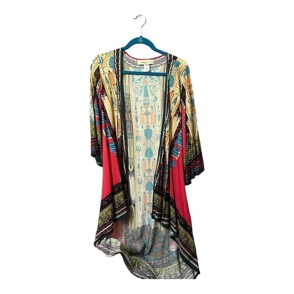 Yahada high low drape front kimono, 3/4 bell sleeve-L - Picture 1 of 6